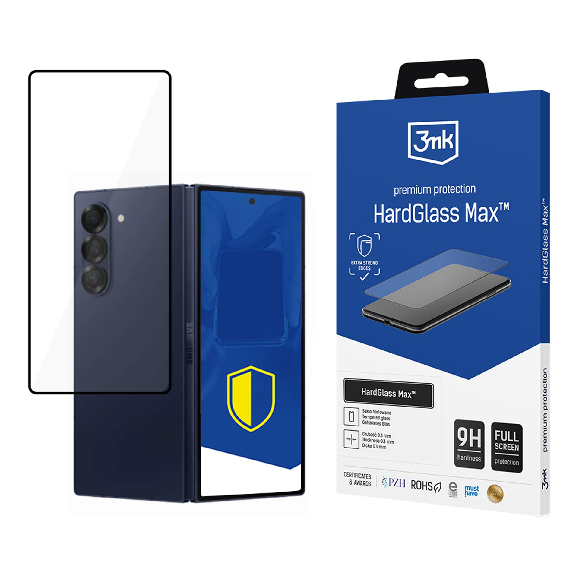 Rūdītais stikls 3mk HardGlass Max melns Samsung Galaxy Z Fold 6 (priekšējais)
