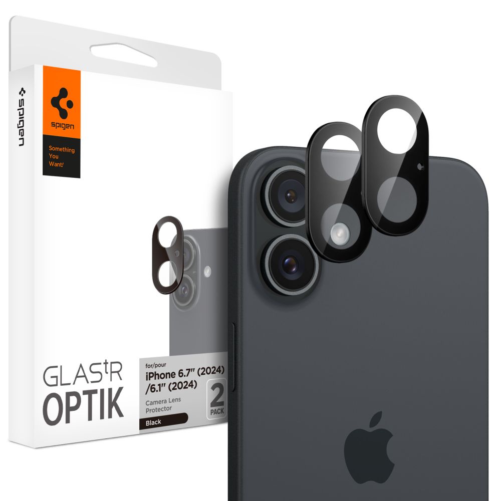 Spigen Optik GLAS.TR kameras aizsargs 2-PACK iPhone 16 / 16 PLUS - melna