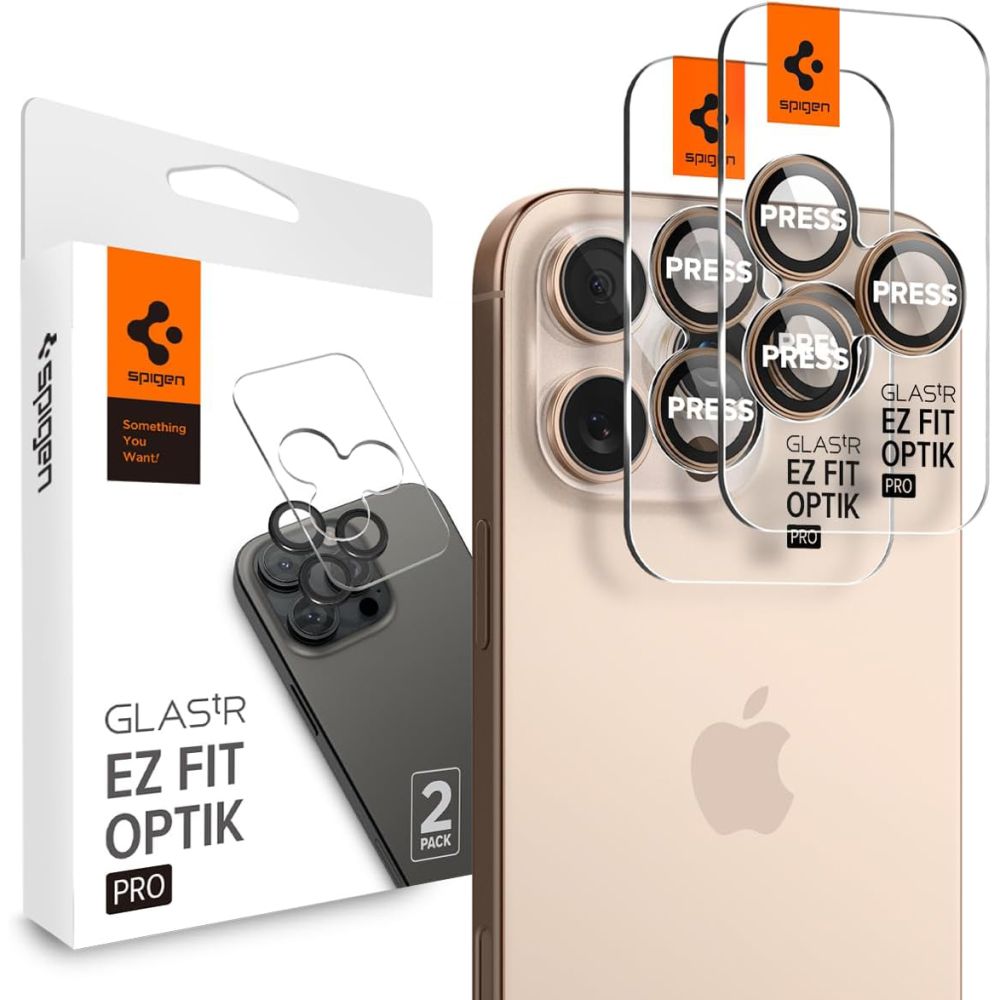 Spigen Optik Pro GLAS.TR „EZ FIT“ kameras aizsargs 2-PACK iPhone 16 Pro / Pro Max - brūna