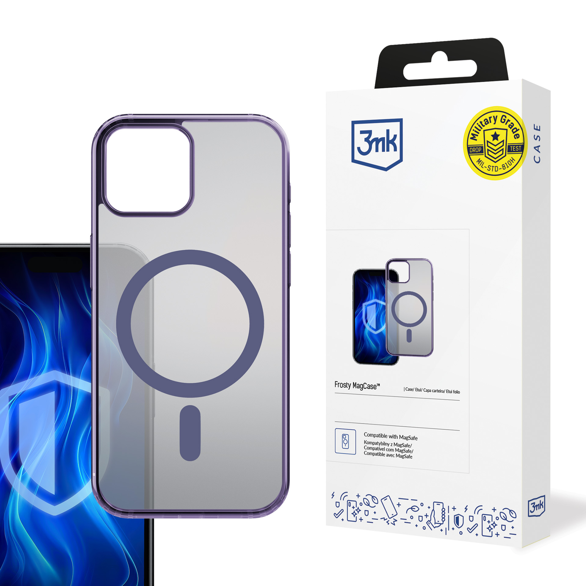 3mk Frosty Magnētiskais violets viedtālruņa apvalks Apple iPhone 12 Pro Max - violets