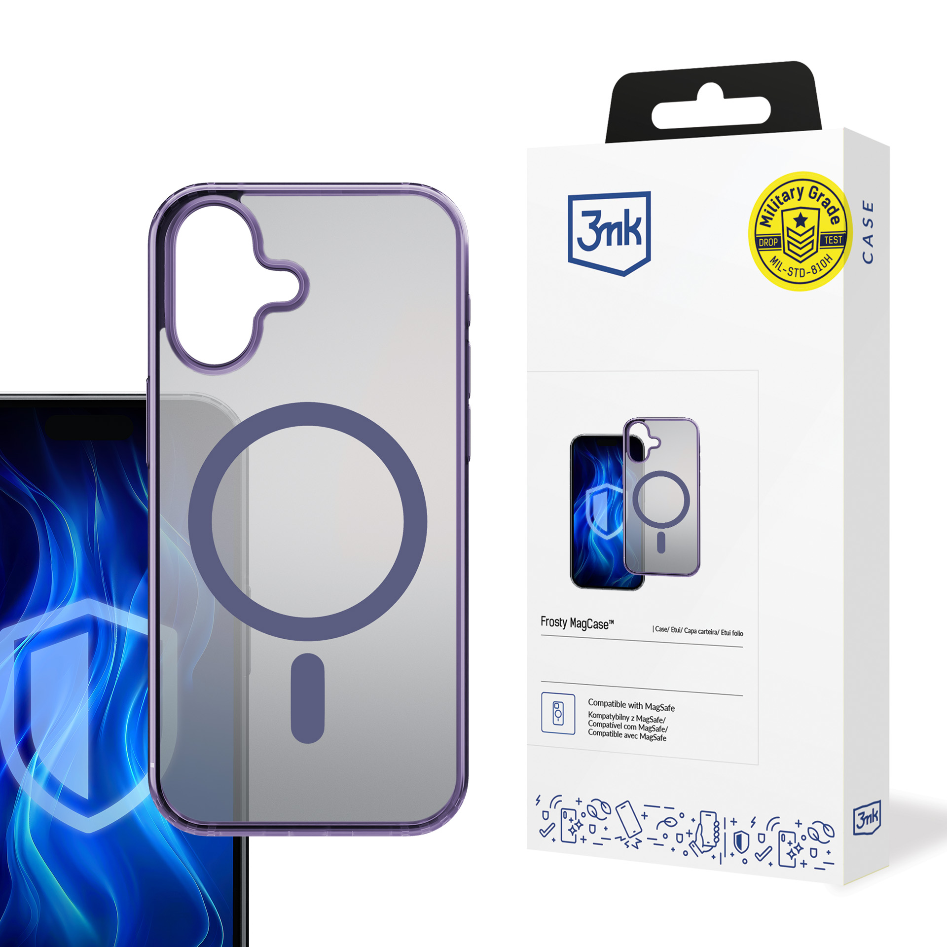 3mk Frosty Magnētiskais violets viedtālruņa apvalks Apple iPhone 16 - violets