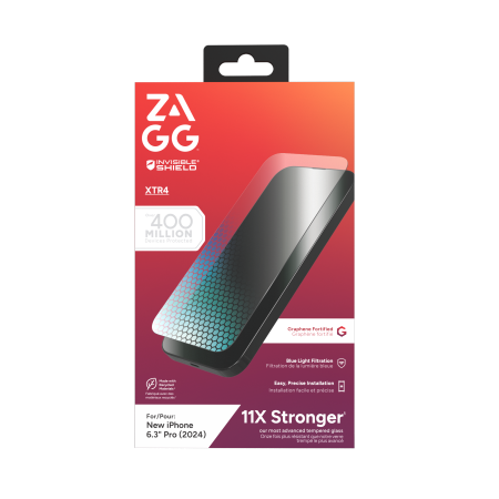 ZAGG InvisibleShield Glass XTR4 grafēna aizsargstikls ar zilās gaismas filtru iPhone 16 Pro viedtālrunim