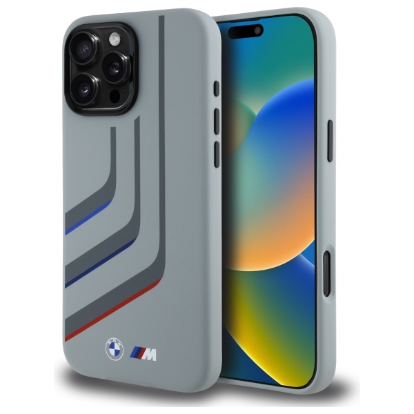BMW Silikona Pagriežamās Līnijas Magnētiskais viedtālruņa apvalks iPhone 16 Pro Max - pelēks