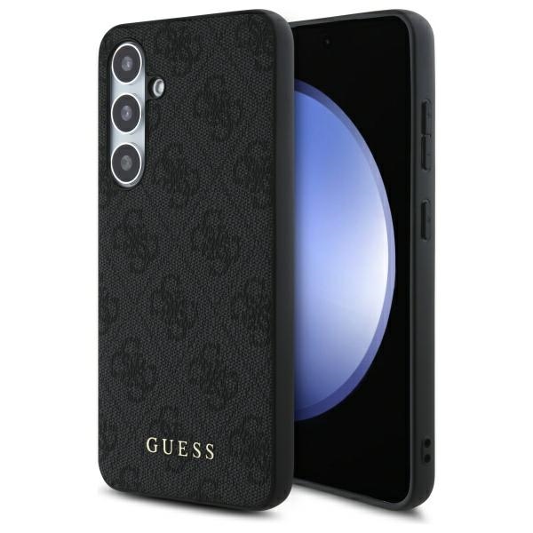 Guess GUHCS24FEG4GFGR S24 FE S721 pelēks/pelēks cietais apvalks 4G Metāla Zelta Logotips