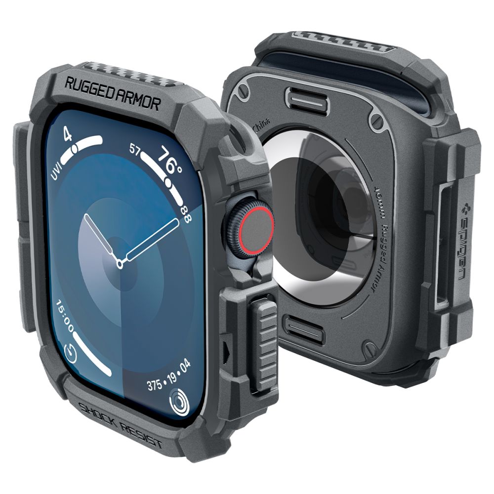 Spigen Rugged Armor apvalks Apple Watch 10 46mm pulkstenim - pelēks