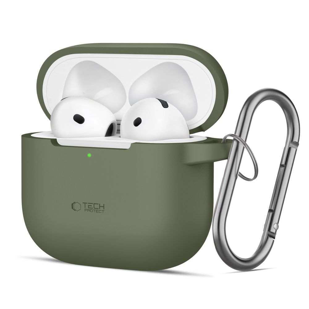 Tech-Protect silikona apvalks ar āķi AirPods 4 - zaļš