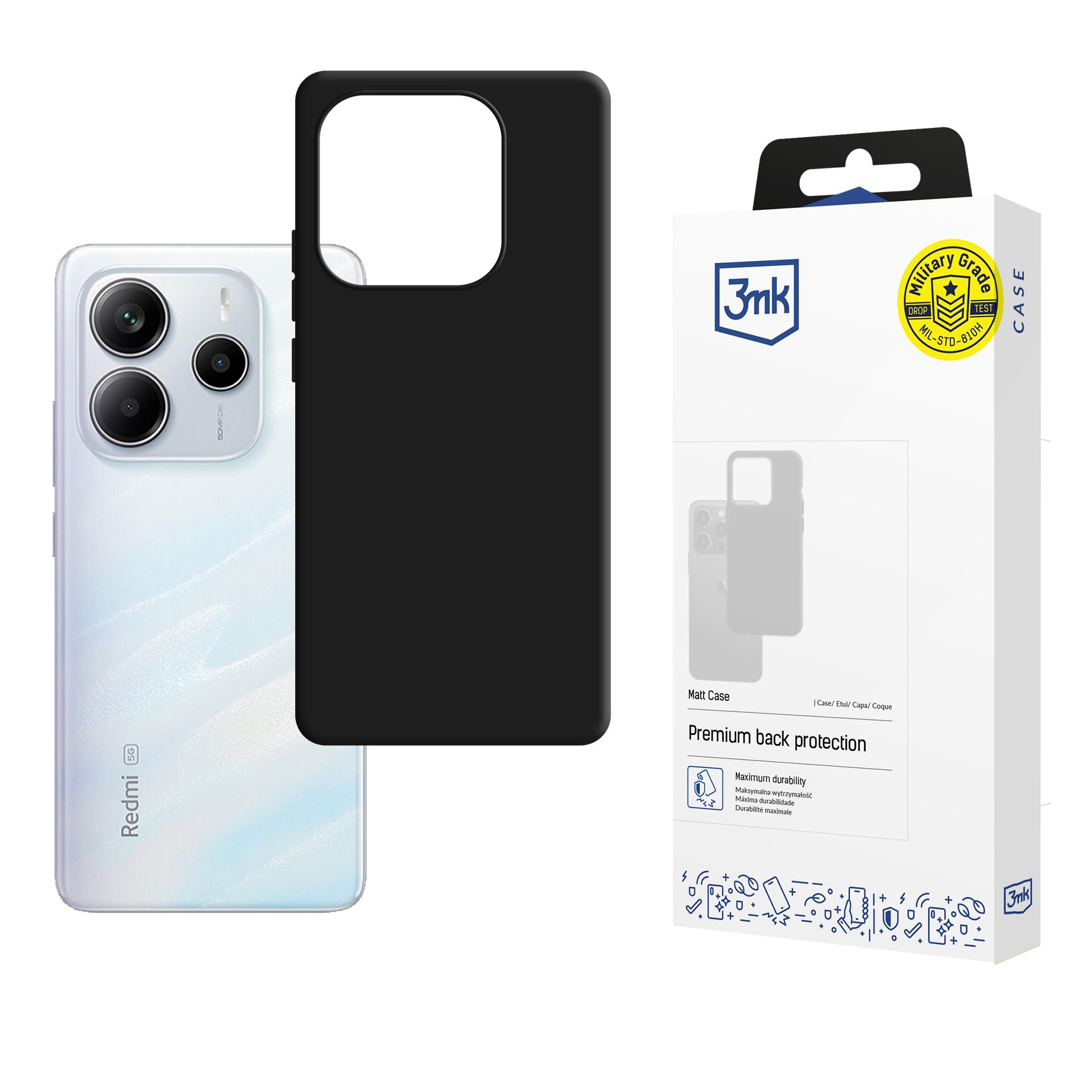 3mk Matēts viedtālruņa apvalks Xiaomi Redmi Note 14 5G - melns