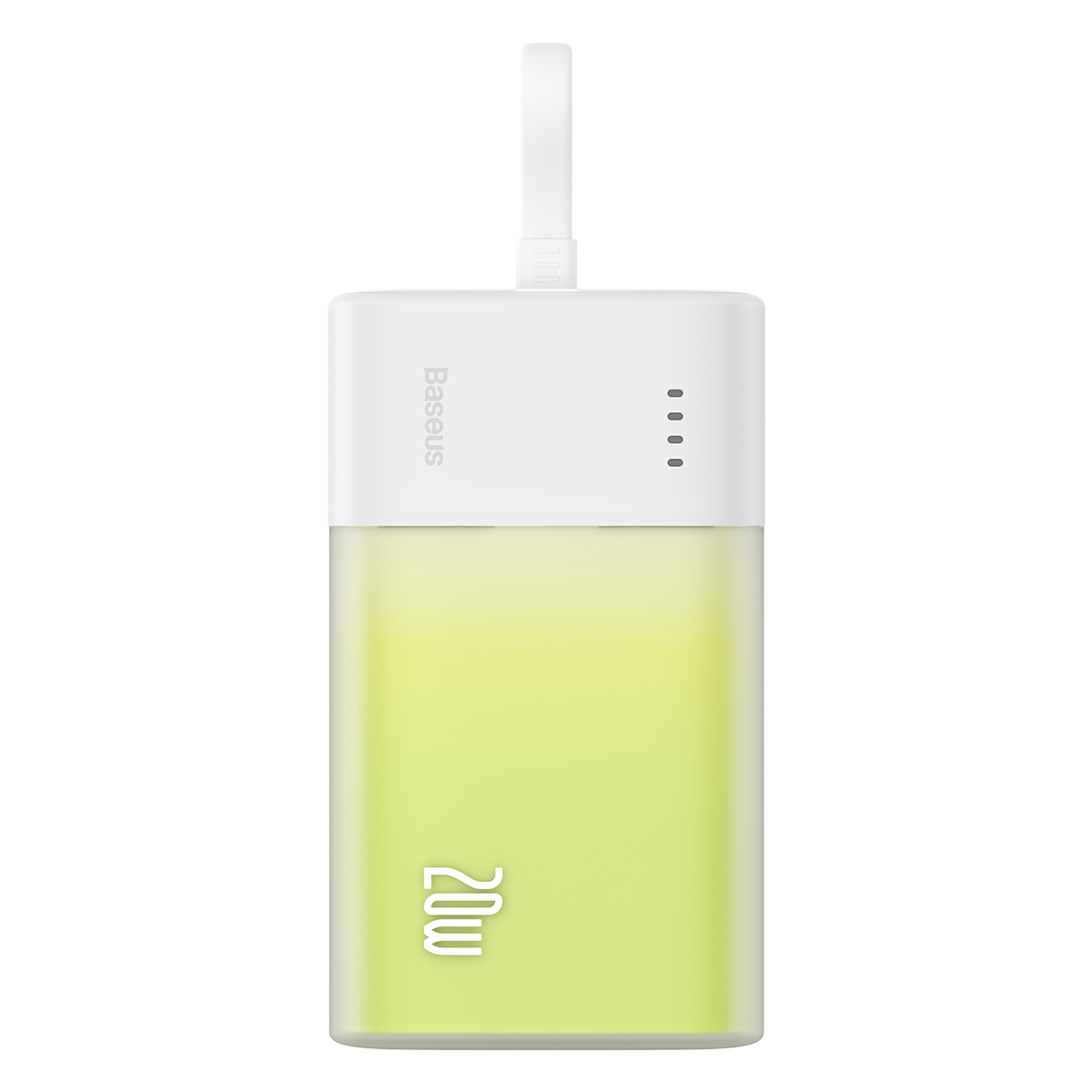 Baseus Popsicle 5200mAh 20W portatīvais lādētājs ar iebūvētu Lightning kabeli (+ balts Baseus Simple USB-C - USB-C 60W/20V/3A/30cm kabelis) - balta-zaļa