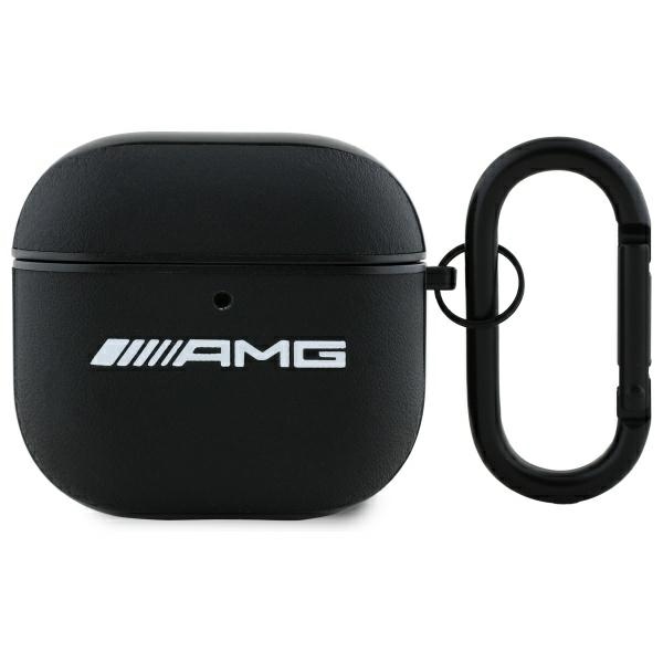 AMG ādas balts logotips viedtālruņa apvalks AirPods 4 - melns / balts