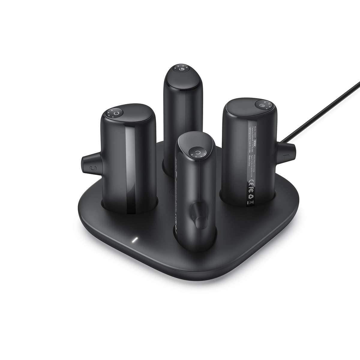 4 Veger W007CK 5000mAh portatīvo lādētāju komplekts (2x Lightning + 2x USB-C) ar uzlādes staciju - melna