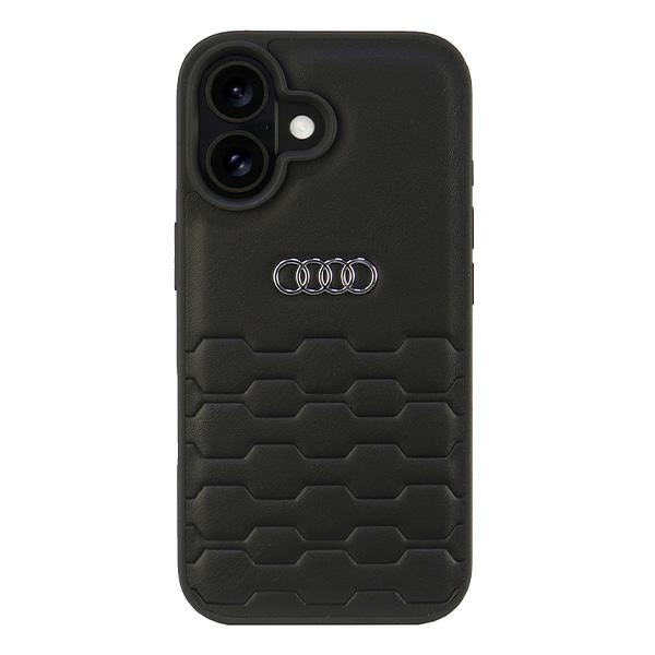 Audi Sintētiskās ādas iPhone 16 6.1" melns/melns cietais apvalks AU-TPUPCIP16-GT/D2-BK