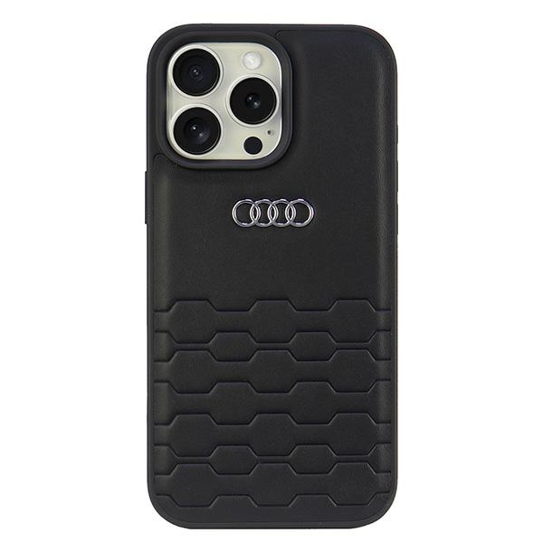 Audi Sintētiskās ādas iPhone 16 Pro Max 6.9" melns/melns cietais apvalks AU-TPUPCIP16PM-GT/D2-BK