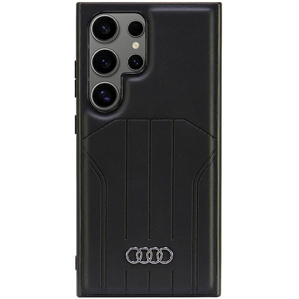 Audi Sintētiskās ādas Magnētiskais viedtālruņa apvalks S24 Ultra S928 melns/melns cietais apvalks AU-TPUPCMS24U-Q5/D1-BK