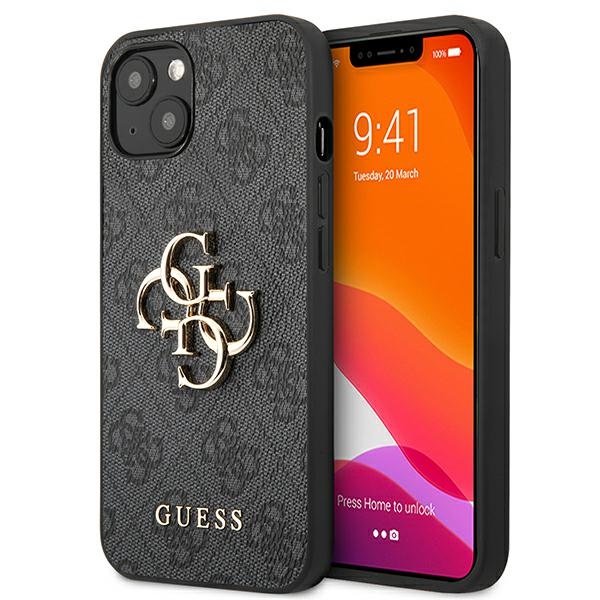 Guess GUHCP13M4GMGGR iPhone 13 / 14 / 15 6.1" pelēks/pelēks cietais apvalks 4G Liels Metāla Logotips