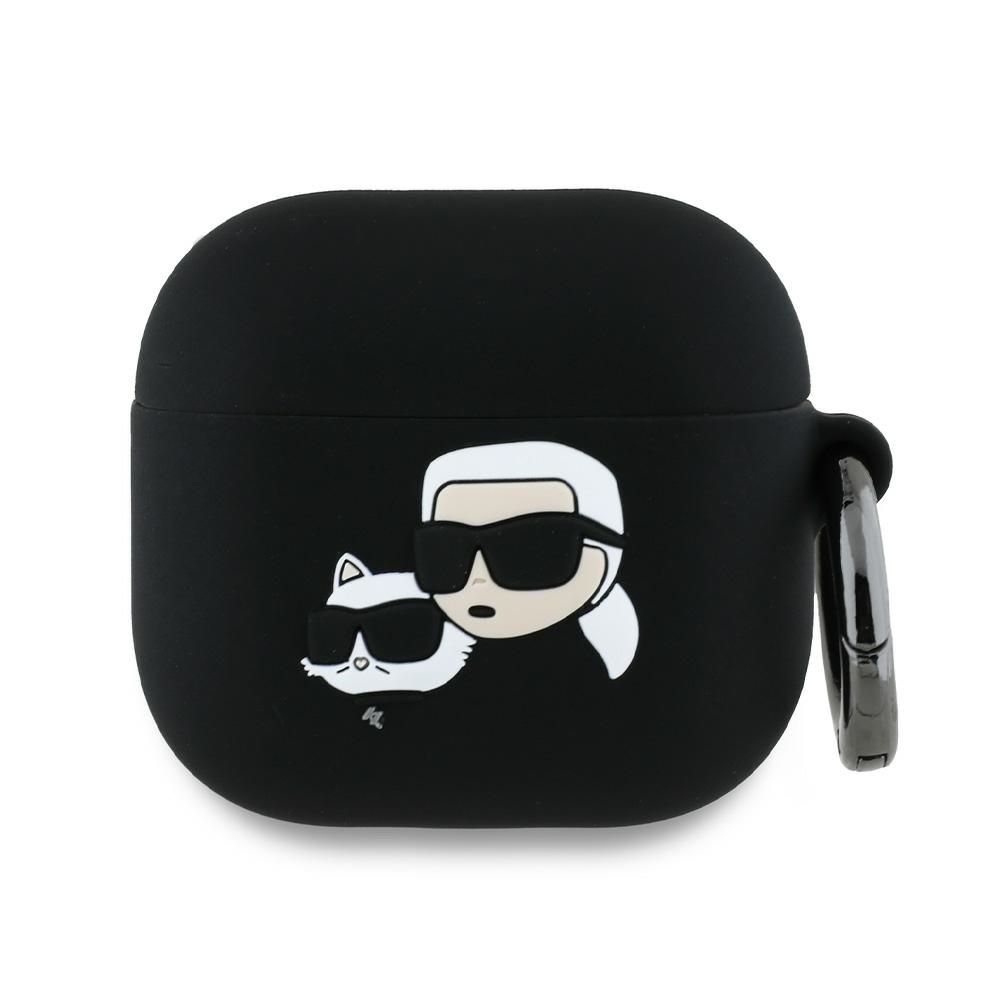 Karl Lagerfeld silikona Karl&Choupette galvas 3D apvalks AirPods 4 - melna