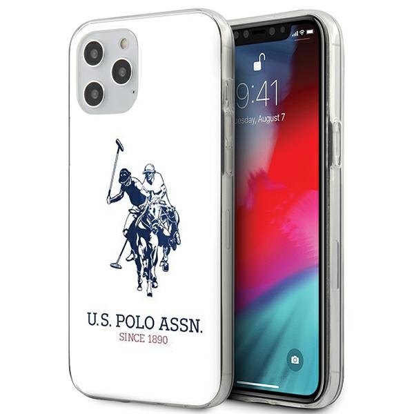 US Polo USHCP12MTPUHRWH iPhone 12/12 Pro 6.1" spīdīgs liela logotipa apvalks - balta
