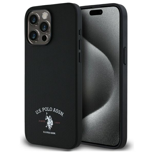 US Polo USHCP15XPARK viedtālruņa apvalks iPhone 15 Pro Max 6.7" ar drukātu DH logotipu - melna