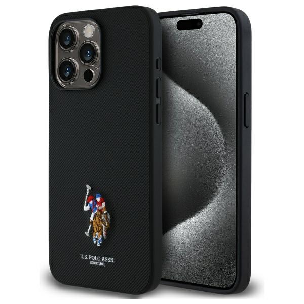 US Polo USHCP15XPEMK iPhone 15 Pro Max 6.7" melns/melns Izšūta DH krāsa