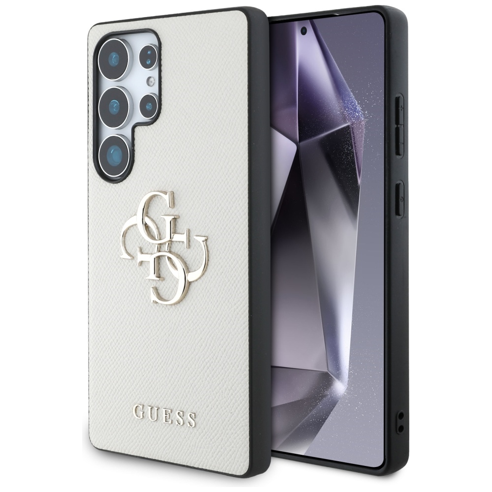 Guess Graudains Liels 4G Logotips Mazs Klasiskais Logotips Viedtālruņa apvalks Samsung Galaxy S25 Ultra bēša