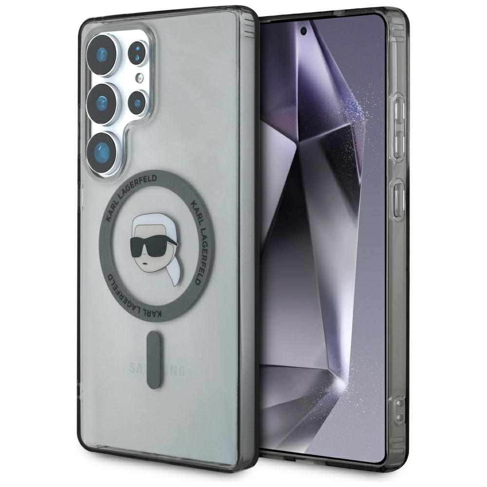 Viedtālruņa apvalks Karl Lagerfeld Button Karl Head Printed Logo Magnētiskais Samsung Galaxy S25 Ultra melns