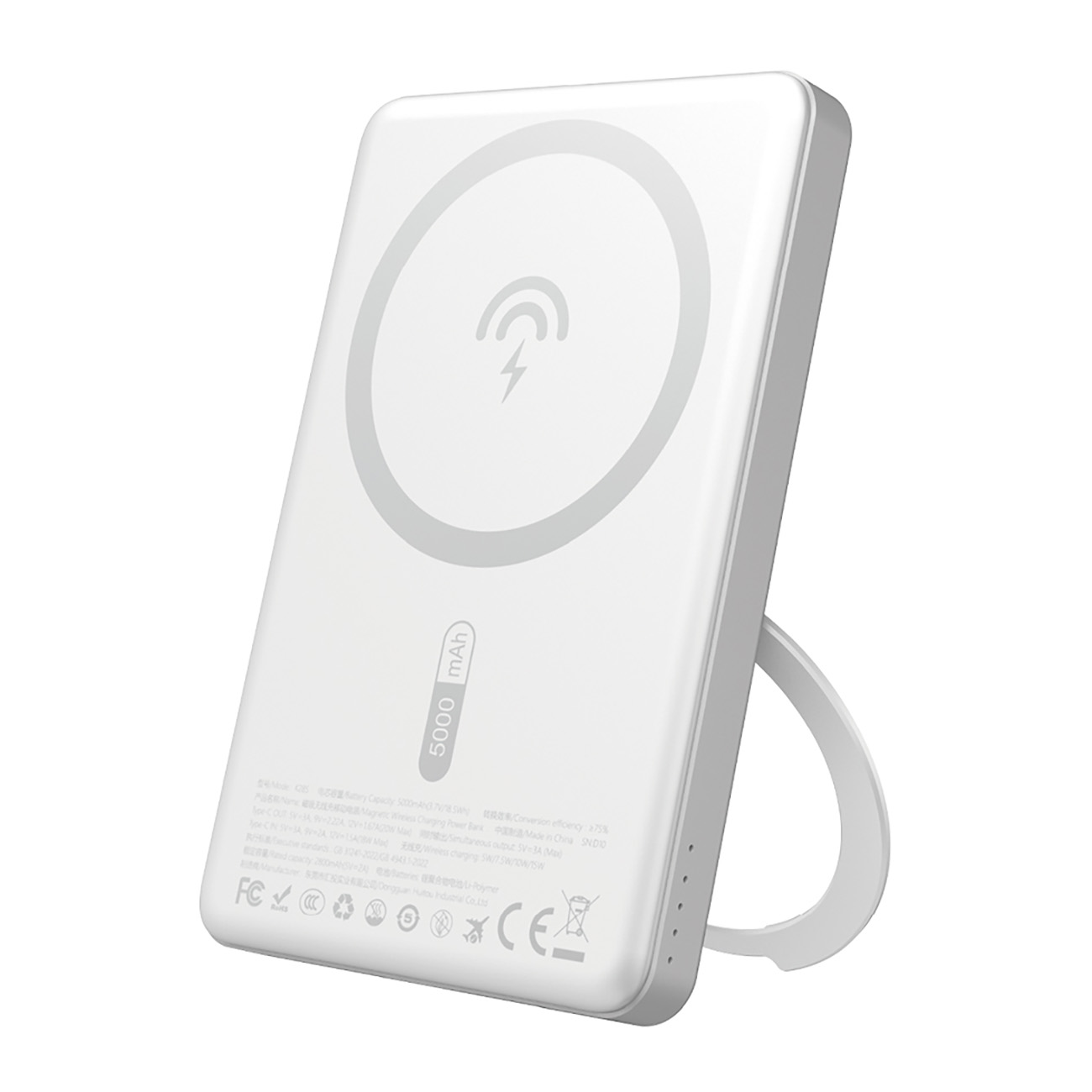 Dudao K28S 20W PD 5000mAh Portatīvais lādētājs ar Magnētisko funkciju un statīvu - sudraba