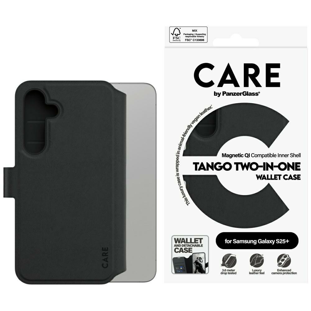 CARE by PanzerGlass Funkcionālais Tango 2in1 maku viedtālruņa apvalks Samsung Galaxy S25+ - Melns
