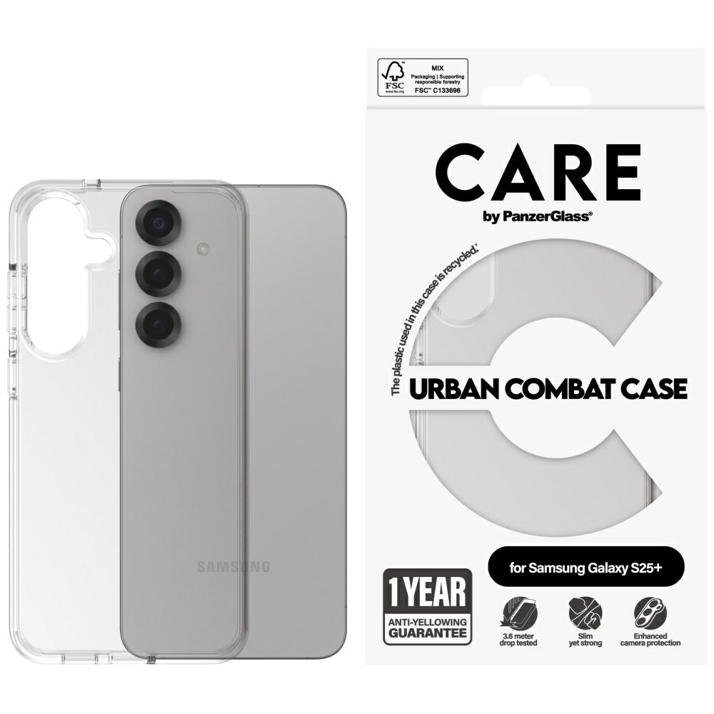 CARE by PanzerGlass Flagship Urban Combat viedtālruņa apvalks Samsung Galaxy S25+ - caurspīdīgs