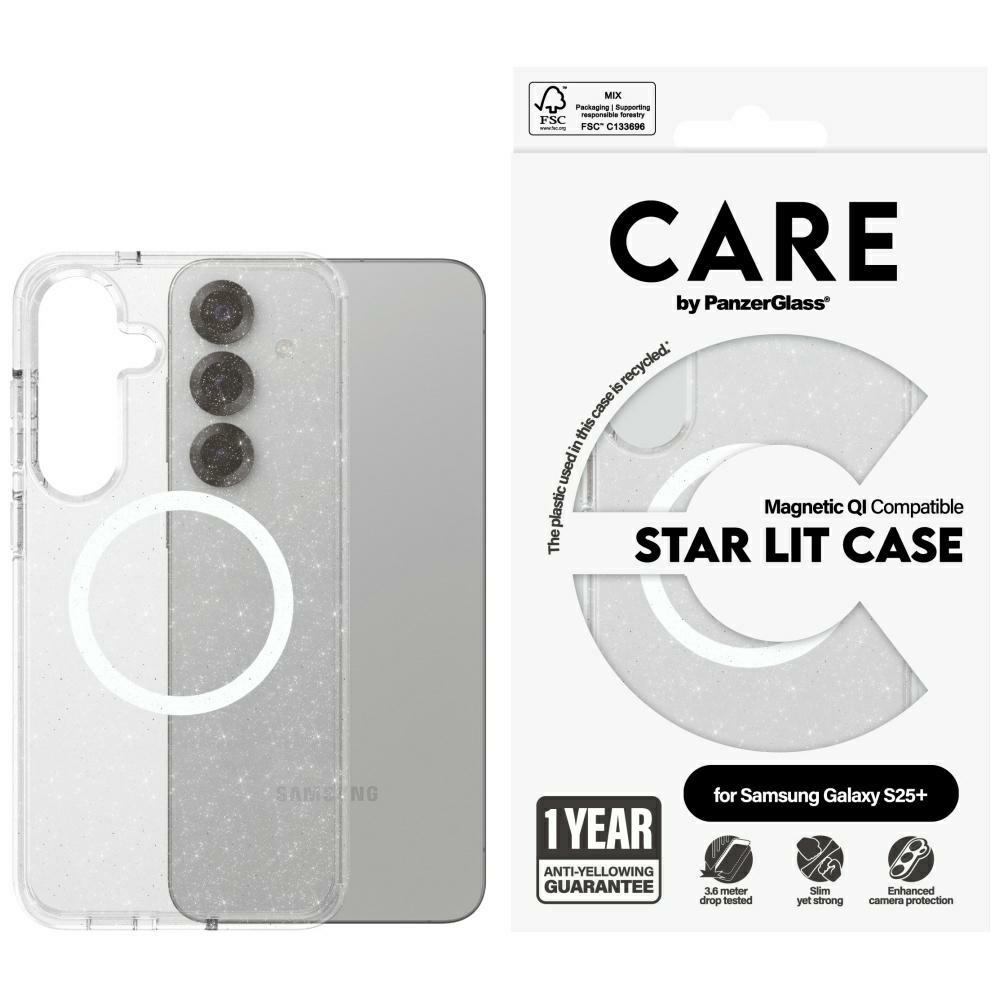 CARE by PanzerGlass Flagship Urban Combat StarLight White QI viedtālruņa apvalks Samsung Galaxy S25+ - caurspīdīgs