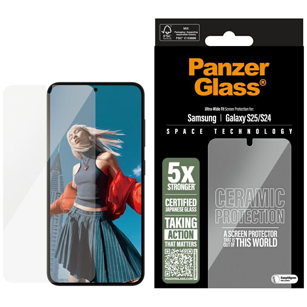 PanzerGlass Itin plašs keramiskais stikls skirtas Samsung Galaxy S25