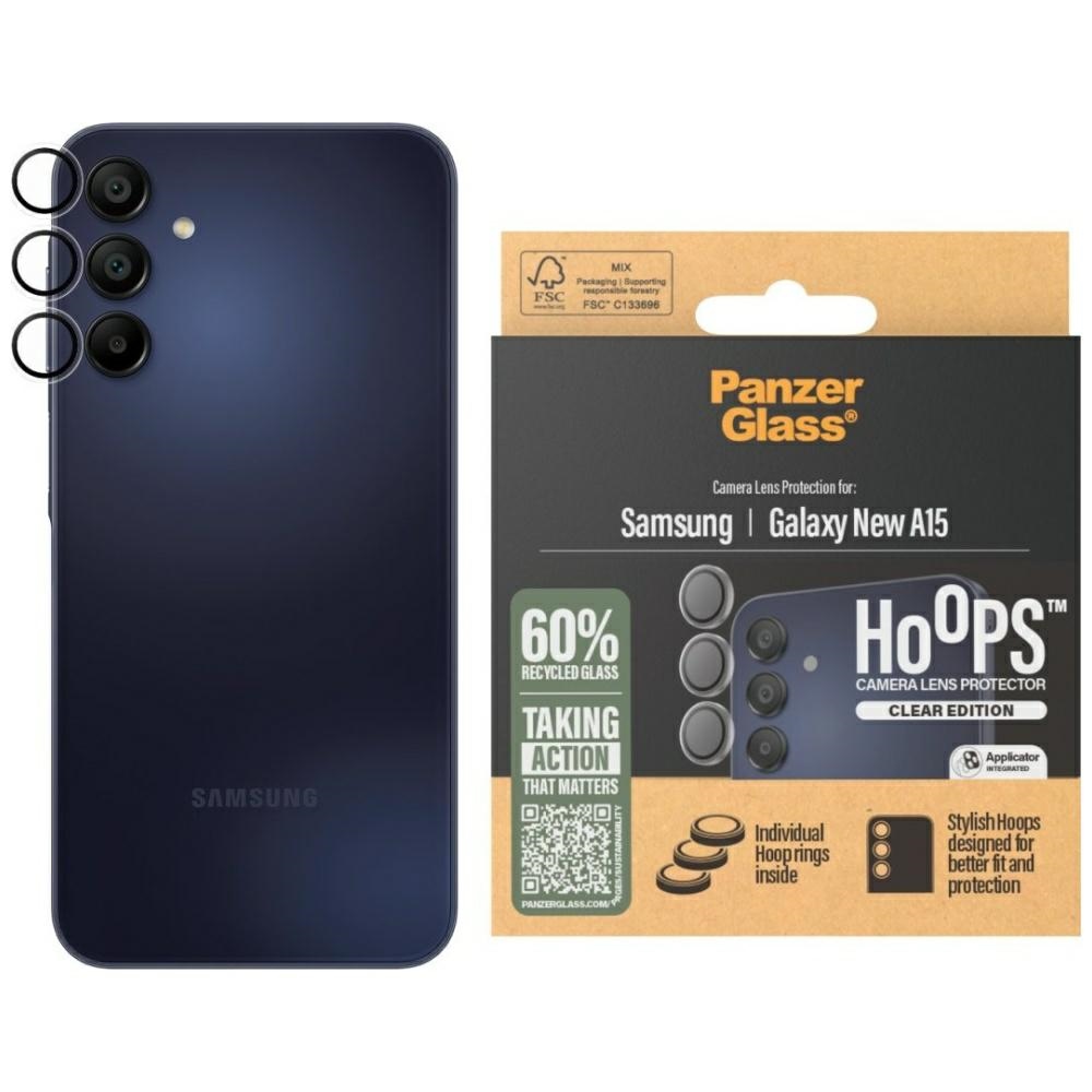 PanzerGlass Hoops Grūdinta stikla Objektīva aizsargstikls skirtas Samsung Galaxy A16 / A16 5G - skaidrs