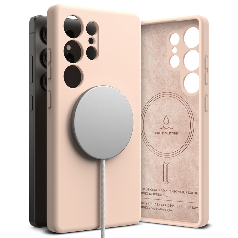 Ringke silikona magnētiskais viedtālruņa apvalks Samsung Galaxy S25 Ultra - rozā