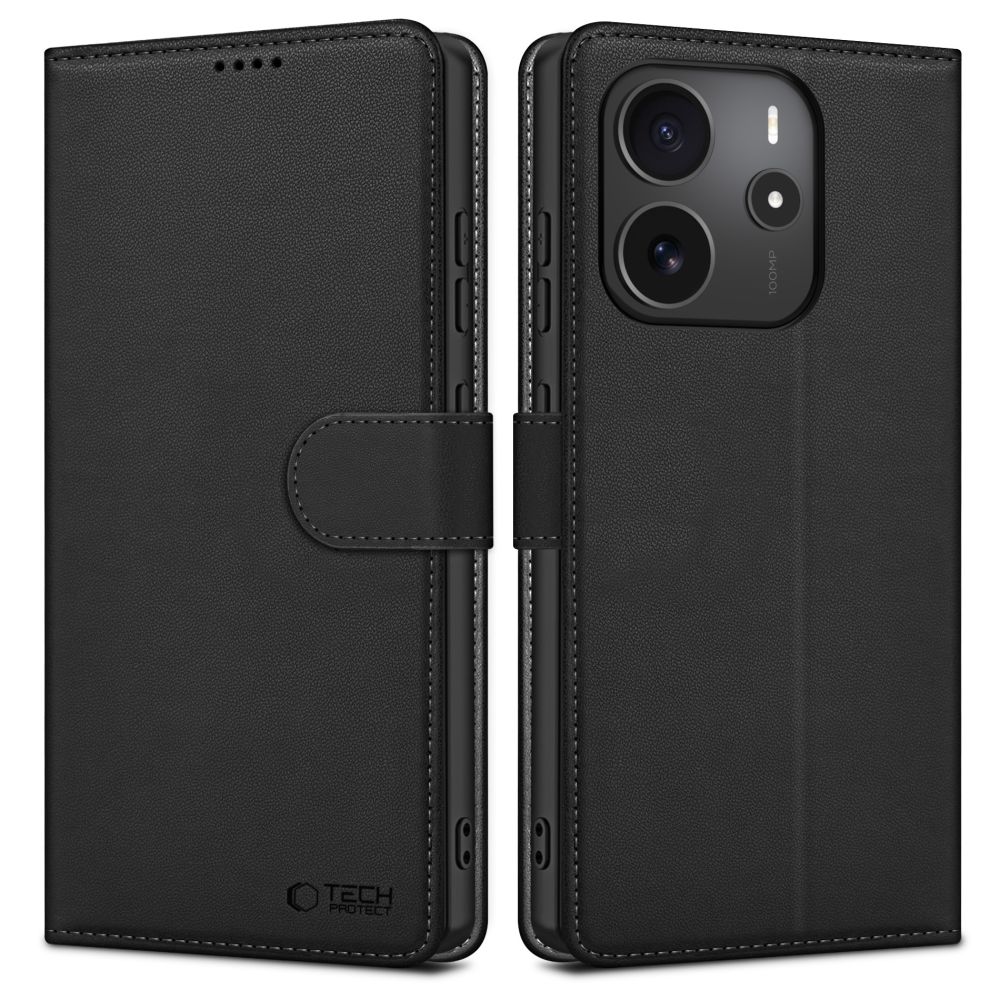 Tech-Protect Wallet viedtālruņa apvalks Xiaomi Redmi Note 14 4G / LTE - matēta melna