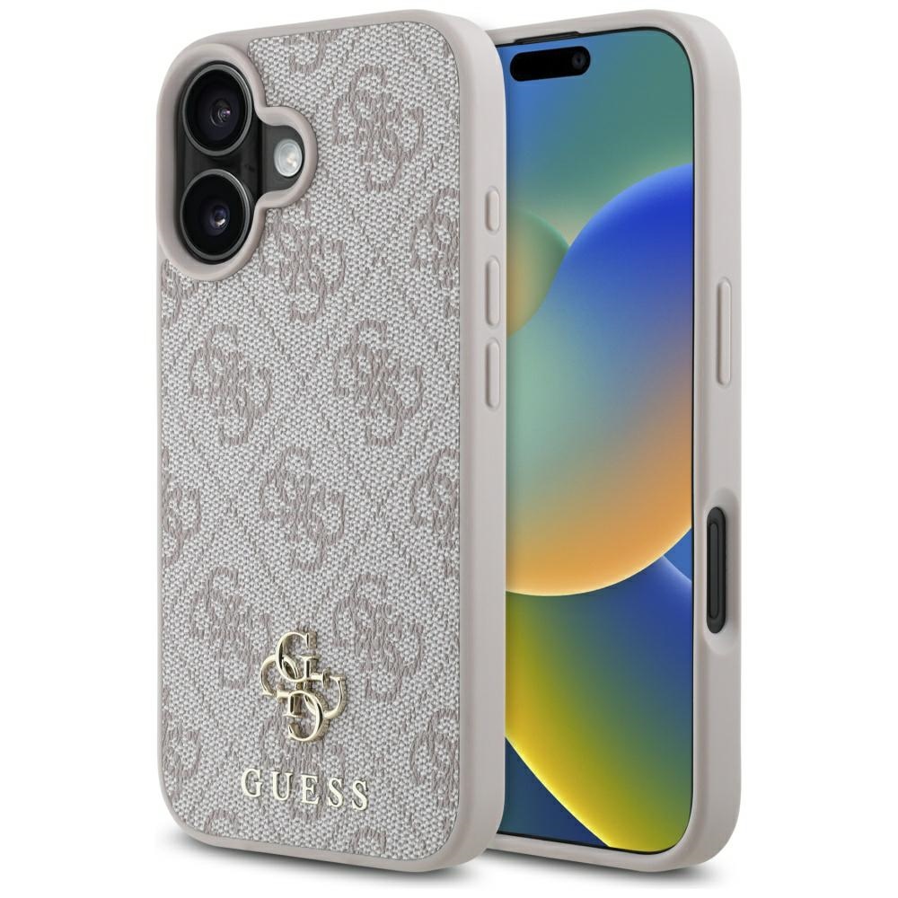 Guess HC PU 4G mazs 4G un klasisks apvalks iPhone 16 MagSafe - rozā