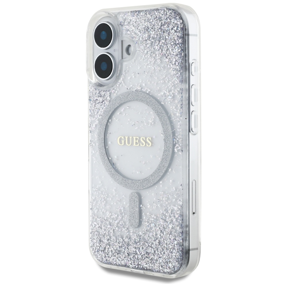 Guess HC sveķu apakšas spīdums MagSafe apvalks iPhone 16 - sudraba