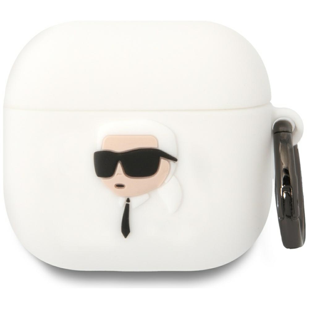 Karl Lagerfeld 3D silikona NFT viedtālruņa apvalks AirPods 4 - balts