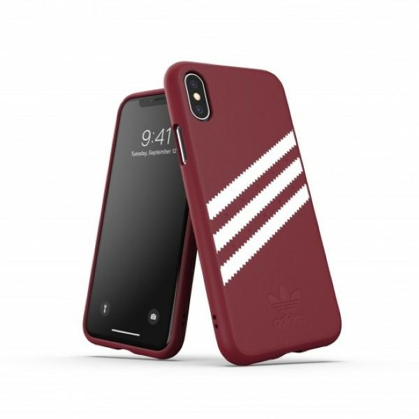 Adidas OR veidots PU zamšādas apvalks iPhone X / XS - bordo