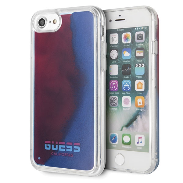 Guess California spīd tumsā viedtālruņa apvalks iPhone 7 / 8 / SE 2020 - Sarkans