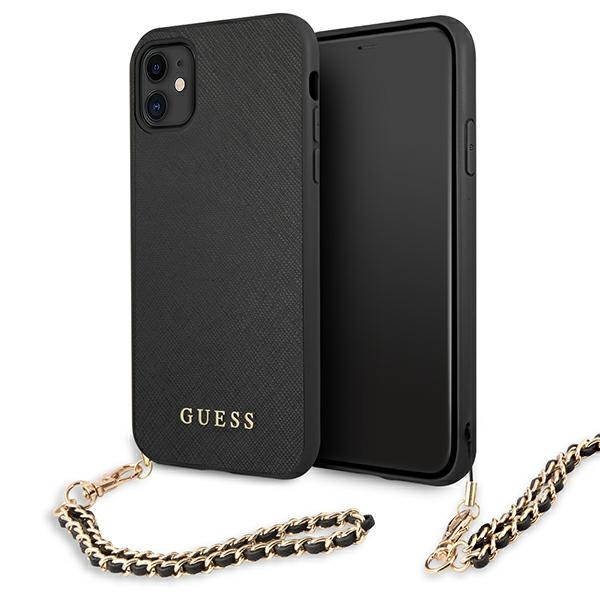 Guess Saffiano Chain viedtālruņa apvalks iPhone 11 6.1" / Xr - Melns