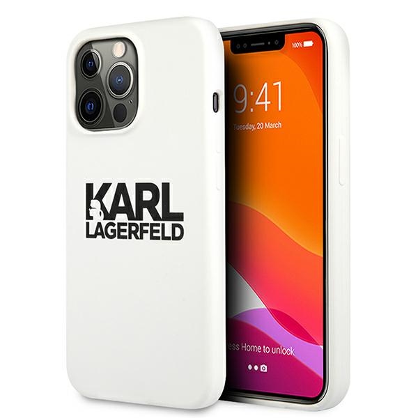 Karl Lagerfeld silikona viedtālruņa apvalks ar Stack Logo iPhone 13 Pro / 13 6.1" - balts