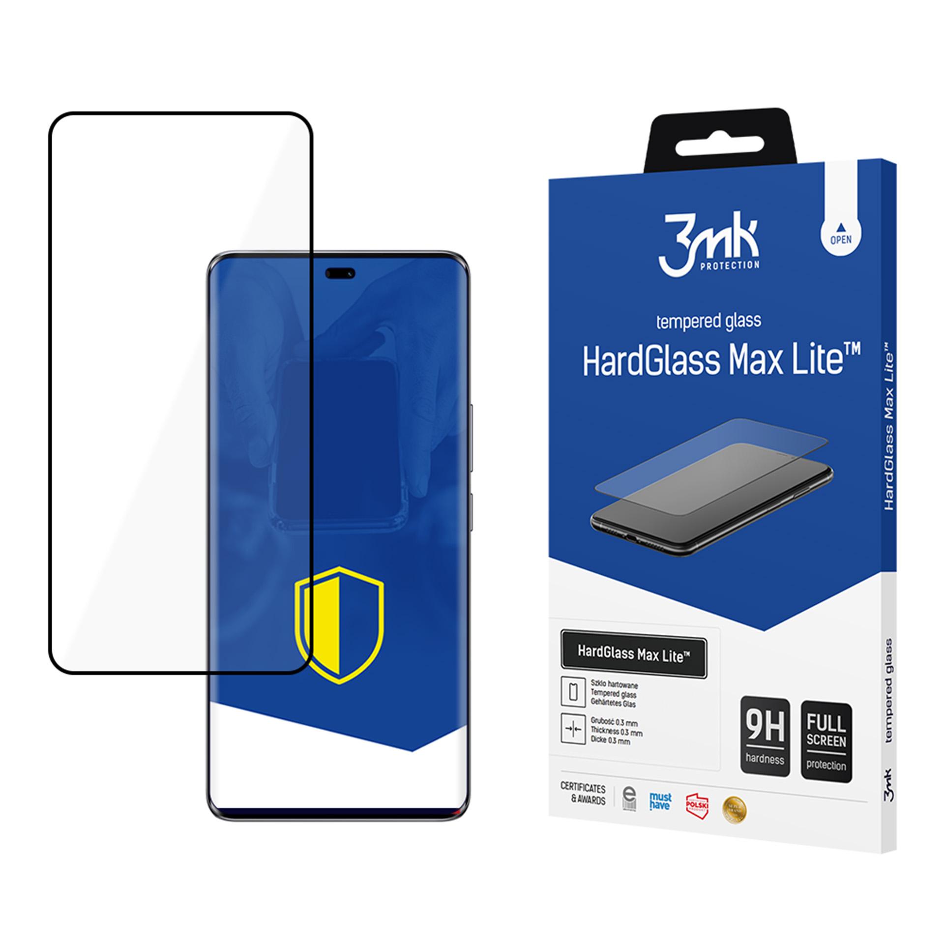 Rūdītais stikls 3mk HardGlass Max Lite melns paredzēts Honor Magic7 Lite