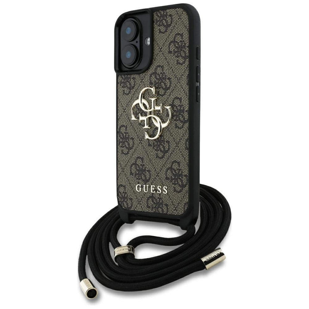 Guess 4G Big Logo Cord Stap viedtālruņa apvalks iPhone 16 Plus - brūns
