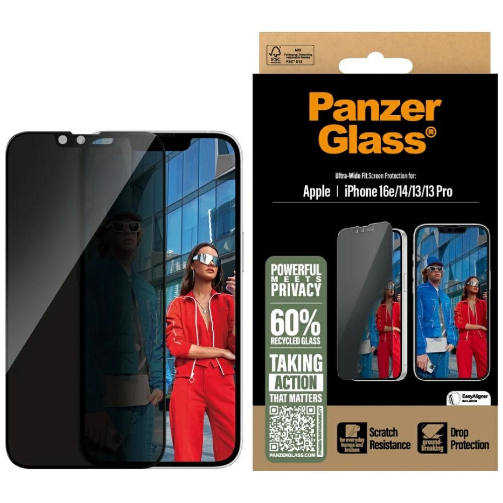 PanzerGlass Ultra-Wide Fit privātuma stikls iPhone 16e / 14 / 13 / 13 Pro