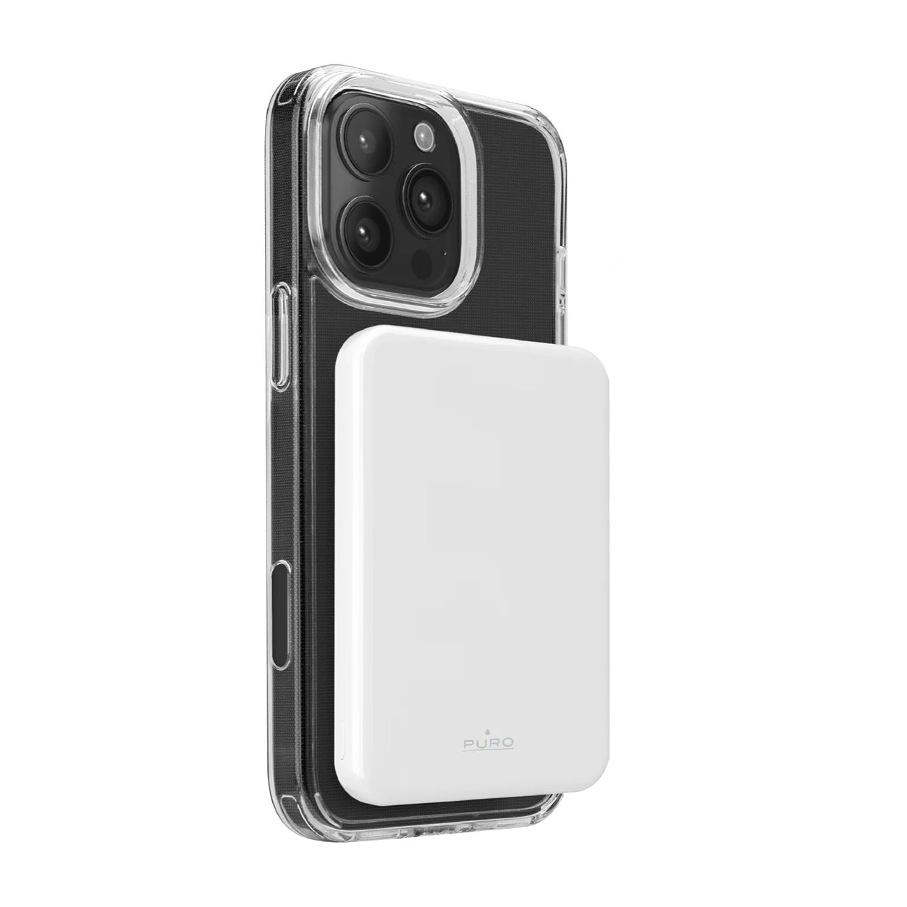 Portatīvais lādētājs Puro Mag Plus 5000mAh 20W Qi2 saderīgs ar MagSafe 1x USB-C Power Delivery - balta