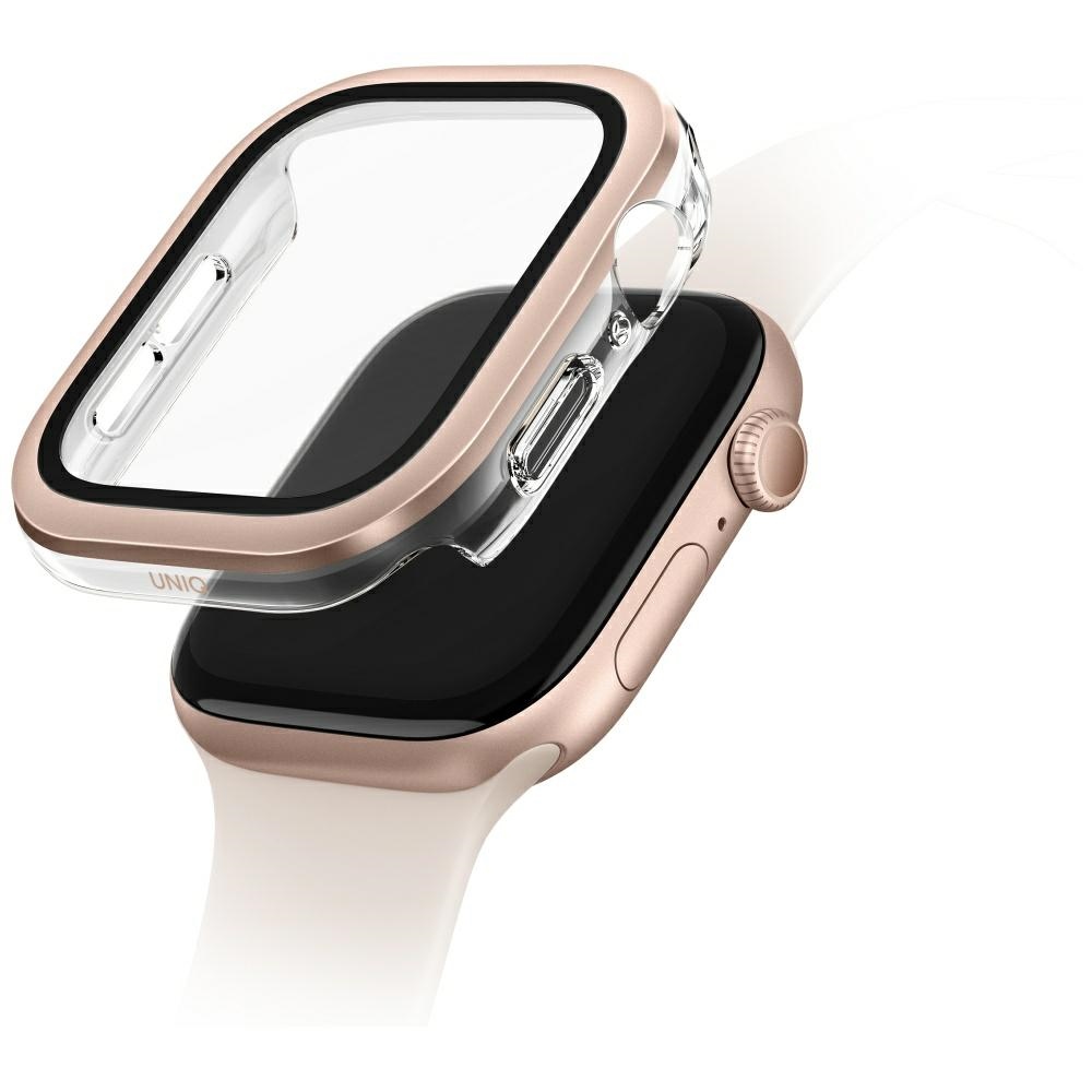 Uniq Voute aizsargstikla viedtālruņa apvalks Apple Watch 10 46 mm - rozā zelts