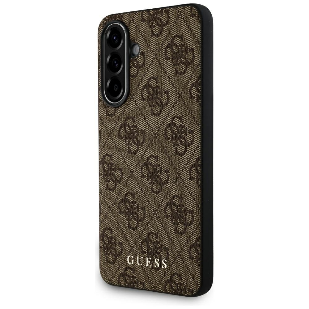 Guess 4G Metal Gold Logo viedtālruņa apvalks Samsung Galaxy A56 - brūns