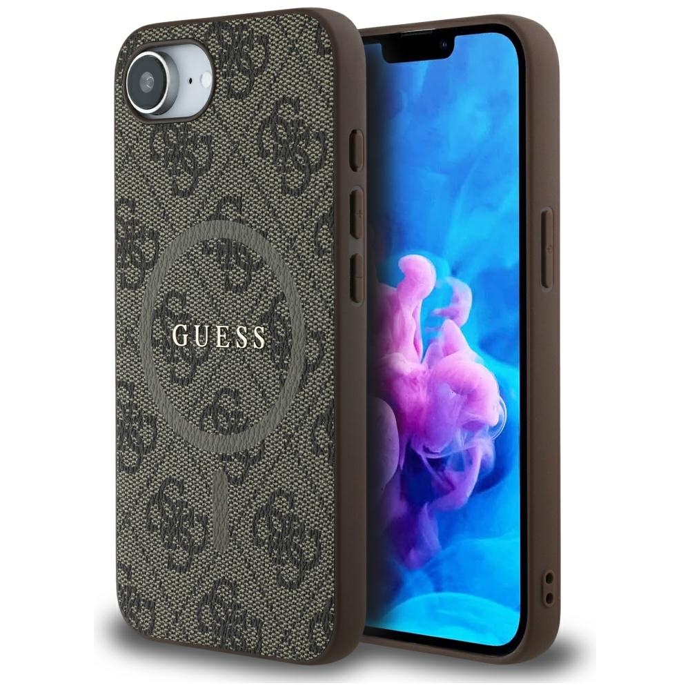 Guess 4G Ring Classic Logo Magnētiskais viedtālruņa apvalks iPhone 16e - brūns