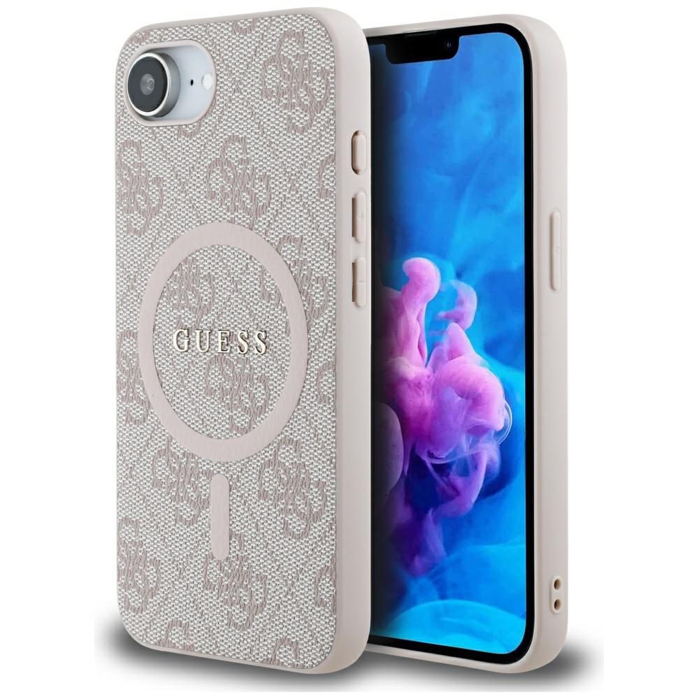 Guess 4G Ring Classic Logo Magnētiskais viedtālruņa apvalks iPhone 16e - rozā
