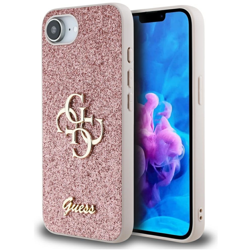 Guess Fixed Glitter Big 4G viedtālruņa apvalks iPhone 16e - rozā