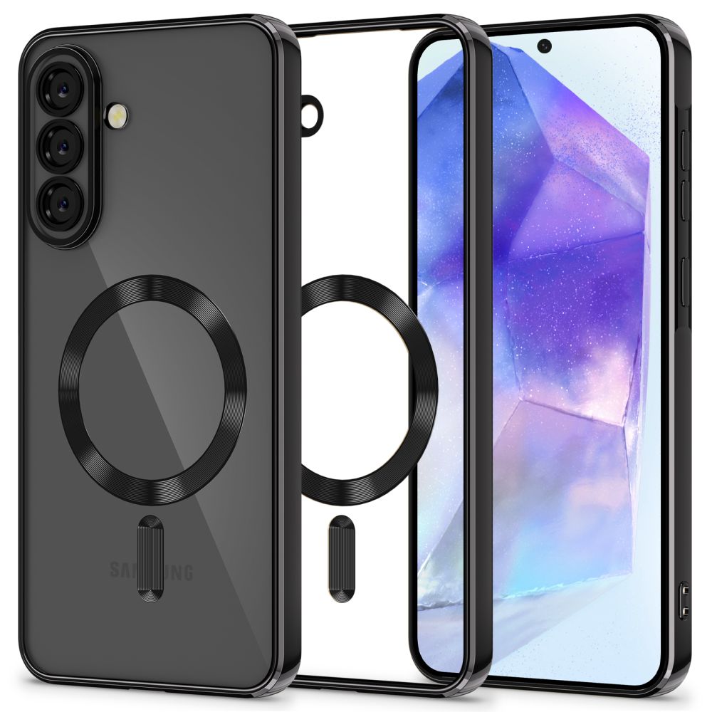 Viedtālruņa apvalks Tech-Protect MagFlex MagSafe paredzēts Samsung Galaxy A56 5G – caurspīdīgs melns