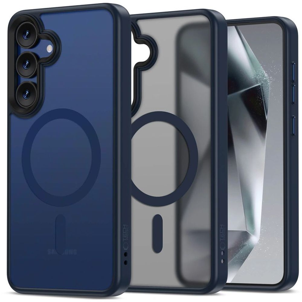 Tech-Protect MagMat Magnētiskais viedtālruņa apvalks Samsung Galaxy S25 - caurspīdīgs zils